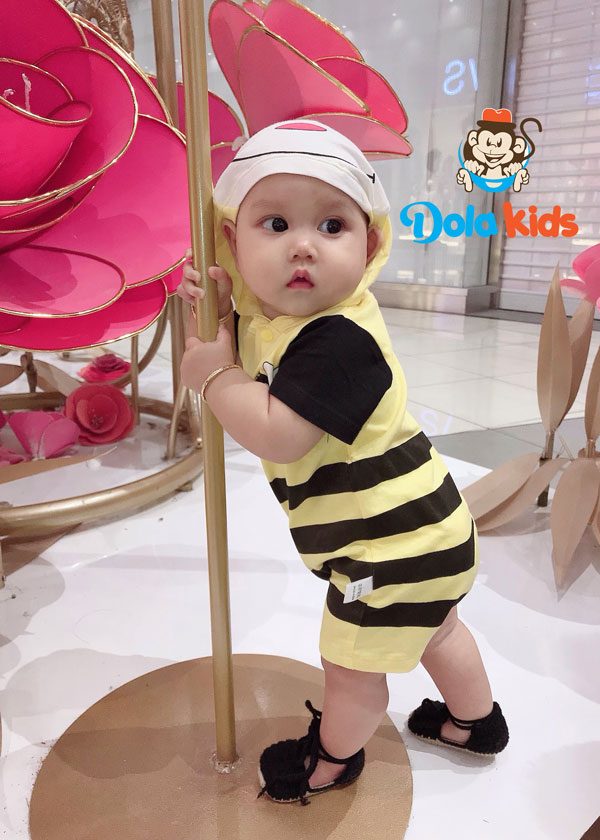 Quần áo trẻ em hình Ong Vàng ngắn tay mũ liền cho trẻ 4-15kg