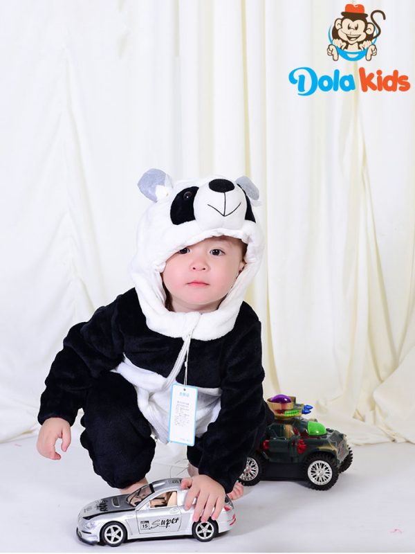 Quần áo trẻ em hình Gấu Panda chất liệu lông cừu cho bé từ 4-17kg