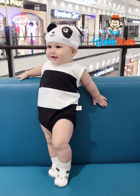 Quần áo sơ sinh Panda bodychip mũ rời trẻ 4-15kg
